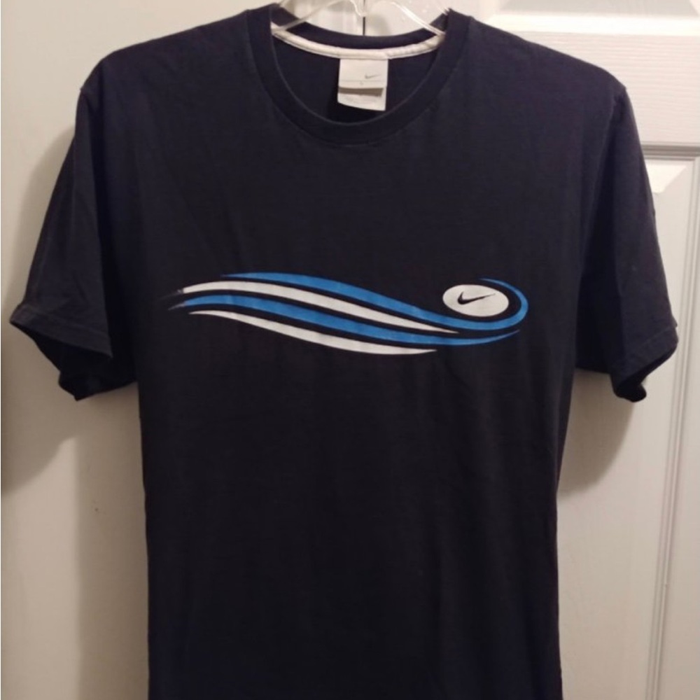 Nike Retro look Black, Blue & White with "Nike Stitched logo 90” Basketball Tee